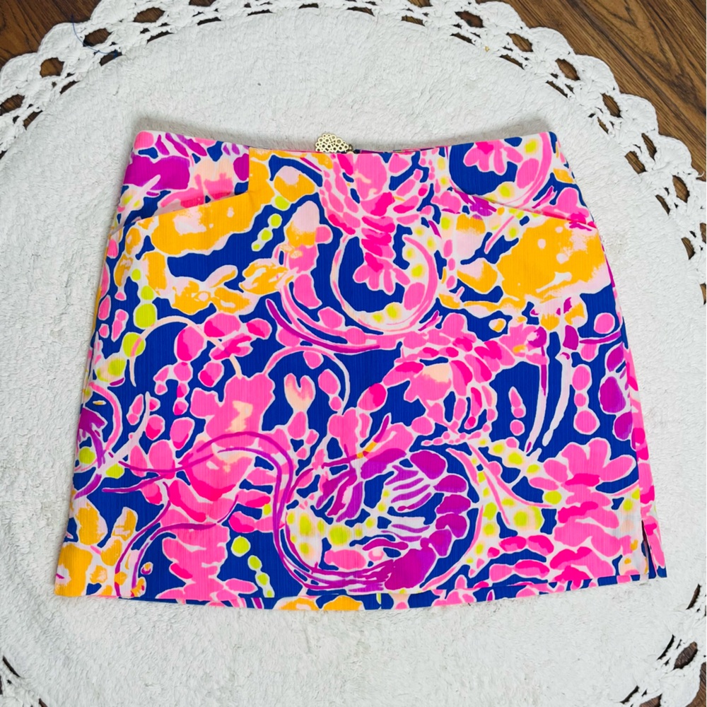 Lilly Pulitzer Marigold Catch & Release Vibrant Floral Women's Skort Size 4